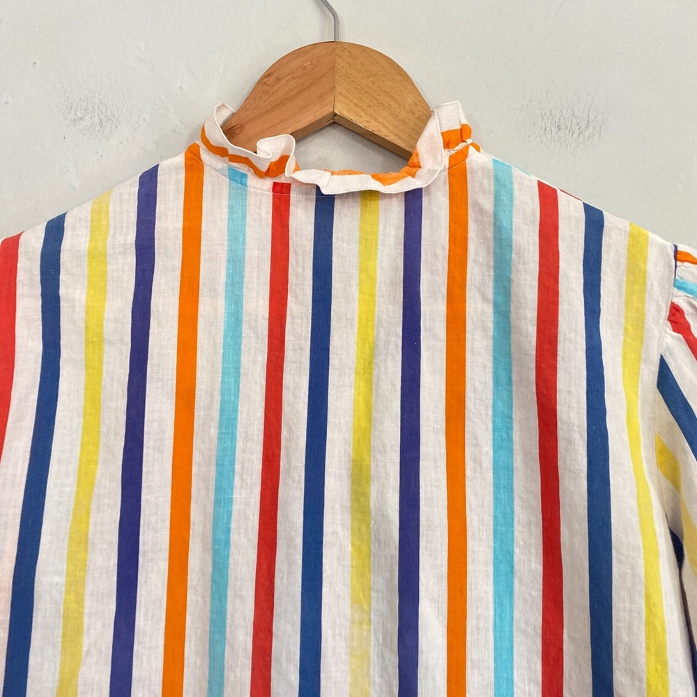 Marcello Cioni Rainbow Stripe Top Women Size 44 Button Down Short Sleeve - Picture 7 of 10